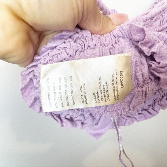 URBAN OUTFITTERS | Chelsea Linen Ruched Cami Crop Tank Top Purple - Picture 8 of 10